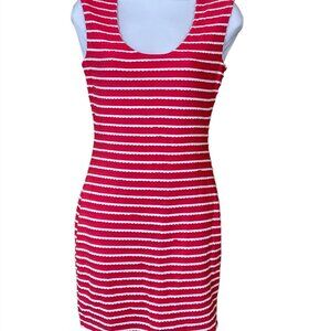 Guess Los Angeles Estera Sleeveless Striped Scalloped Trim Lined Dress Sz 4